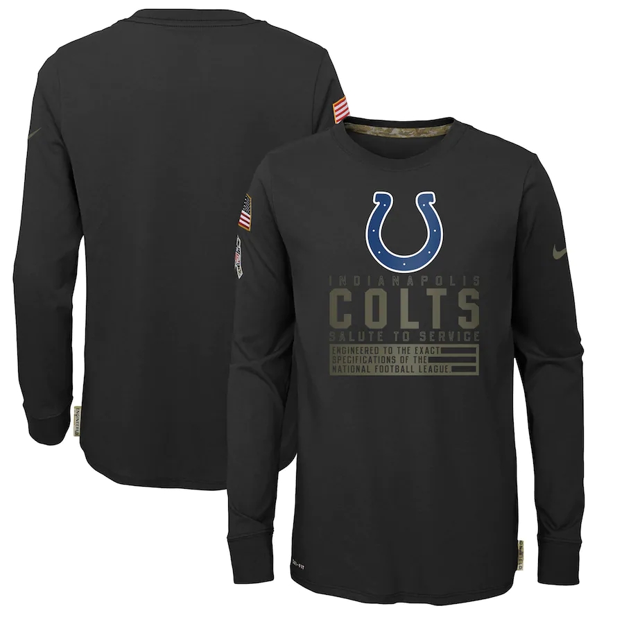 Nike Indianapolis Colts Youth Black Salute to Service Long Sleeve TShirt